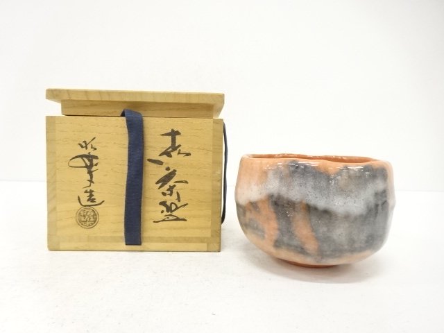 JAPANESE COLLECTIBLE / AKARAKU TEA BOWL BY SHORAKU SASAKI / RAKU WARE